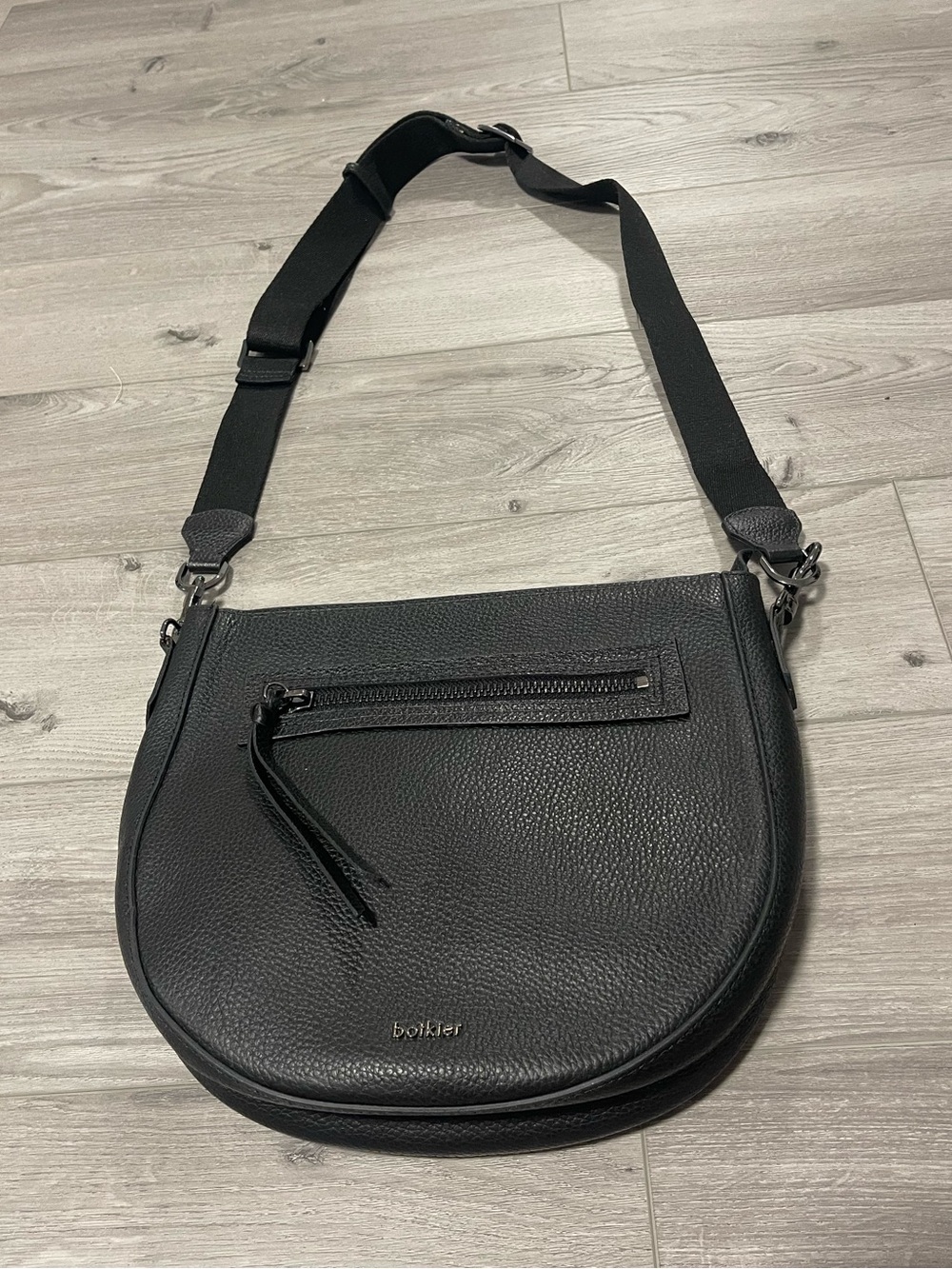 Botkier Beatrice Saddle Black Leather Crossbody Bag Purse